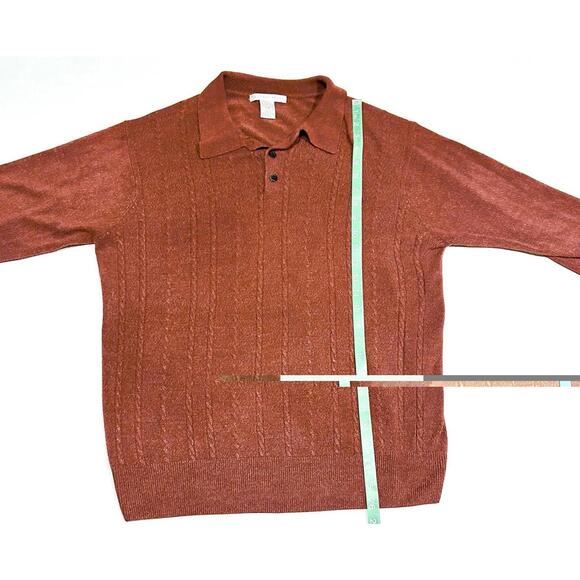 Geoffrey Beene Mens Sweater Polo Red Pullover Long Sleeve Collared Size L/G - Picture 12 of 15